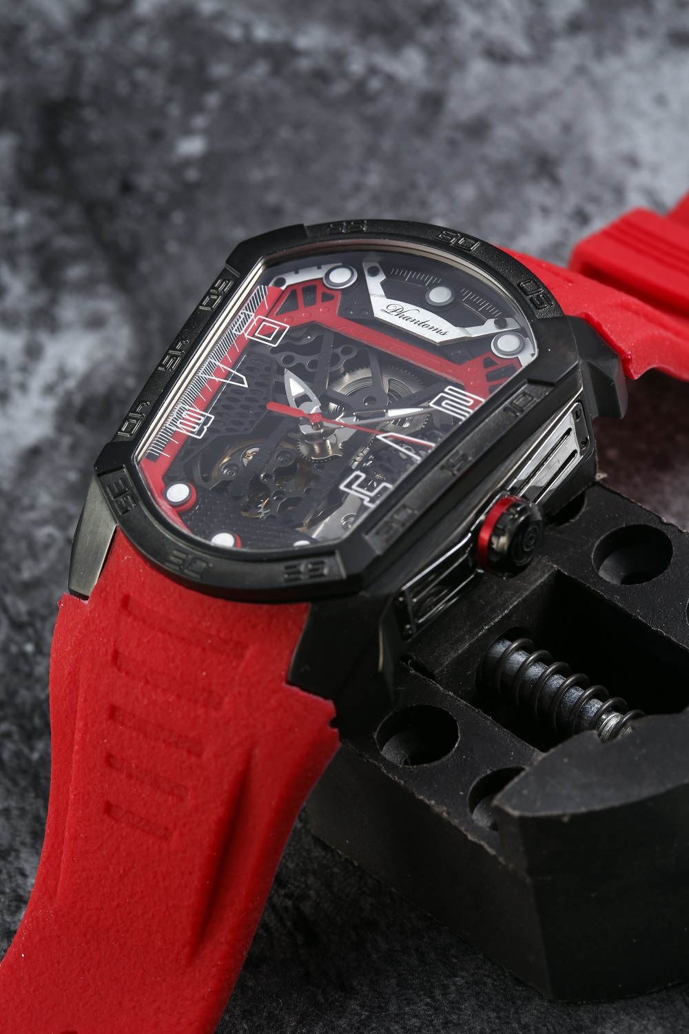 Ember Blade Futuristic Mechanical Skeleton Watch
