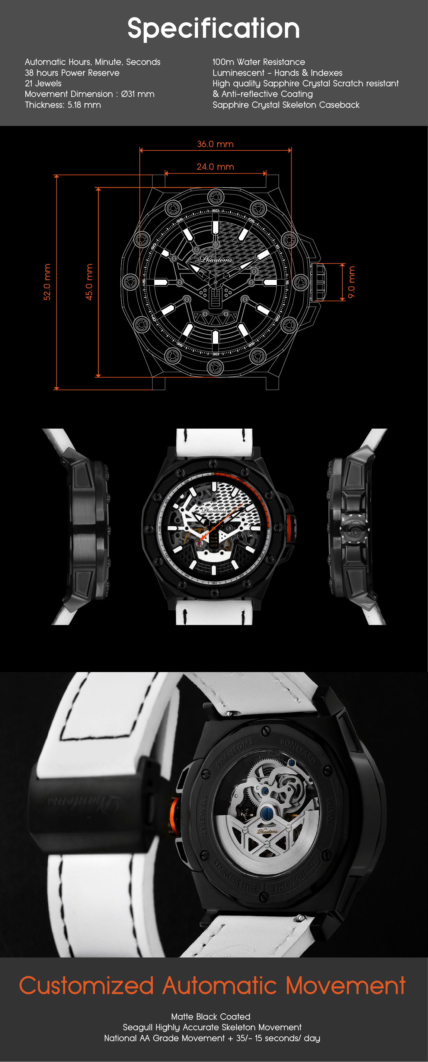 frostbite kickstarter campaign boneyard phantoms mechanical skeleton watch