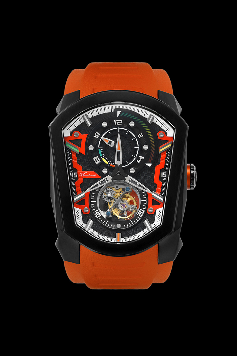 racer speedforce mechanical watch white automatic watch phantoms tourbillon orange strap