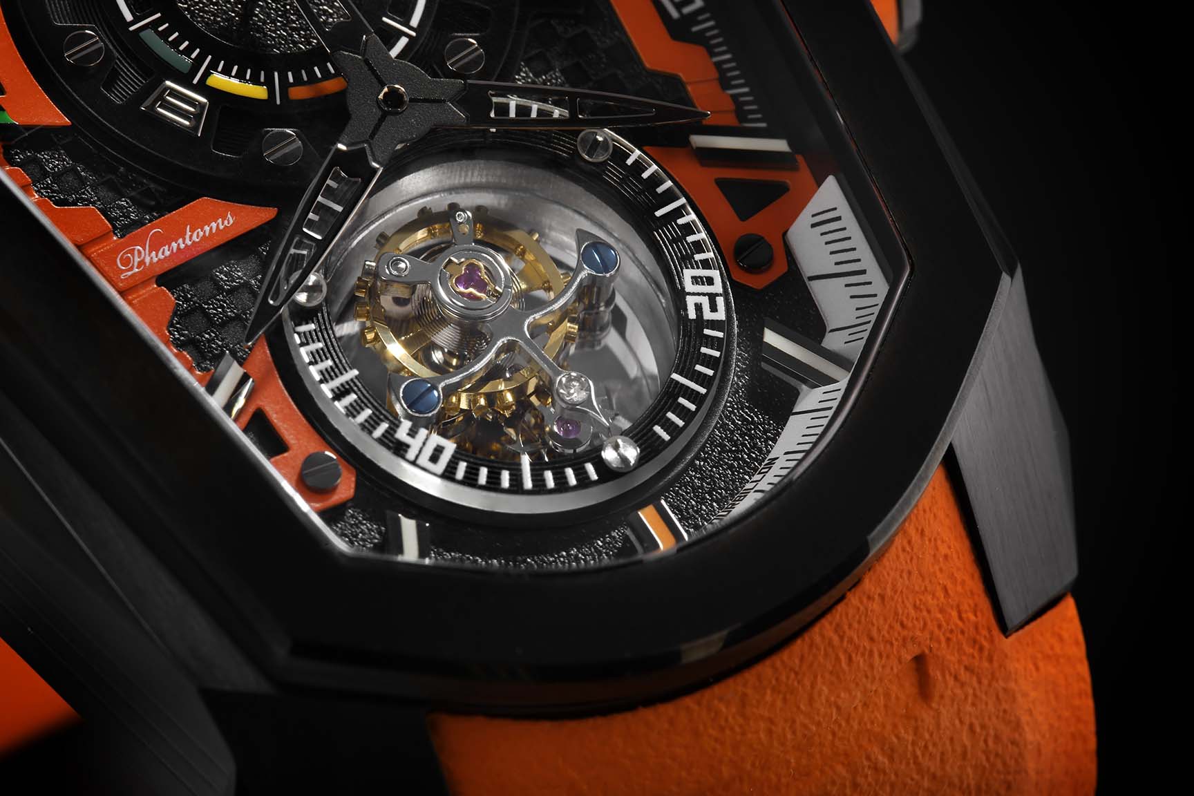 racer speedforce mechanical watch white automatic watch phantoms tourbillon orange strap