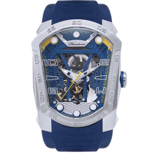 Skyline Blade mechanical watch white automatic watch phantoms tourbillon Blue strap