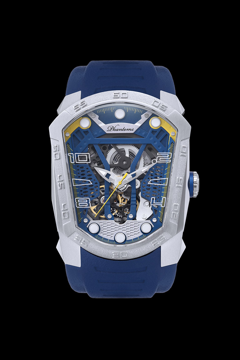 Skyline Blade mechanical watch white automatic watch phantoms tourbillon Blue strap