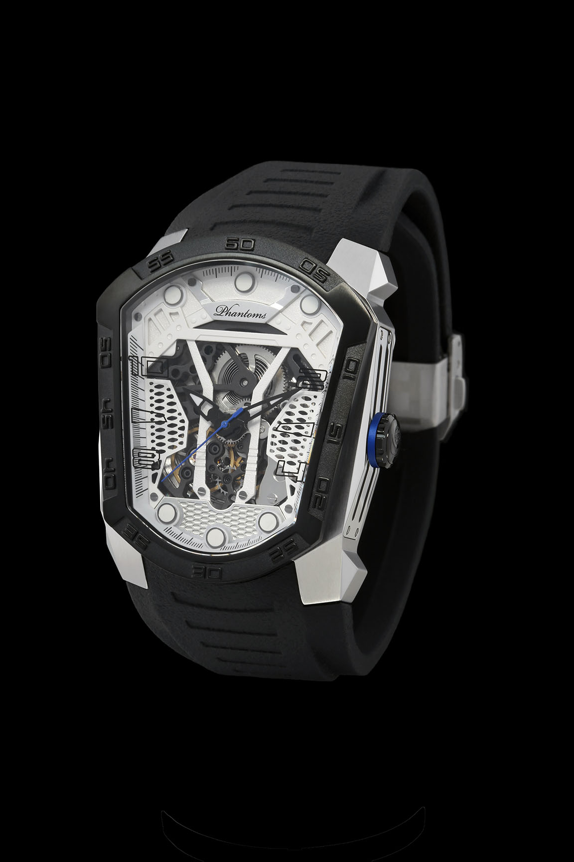 Hurricane Blade mechanical watch white automatic watch phantoms tourbillon White dial sports Watch Rubber Strap 