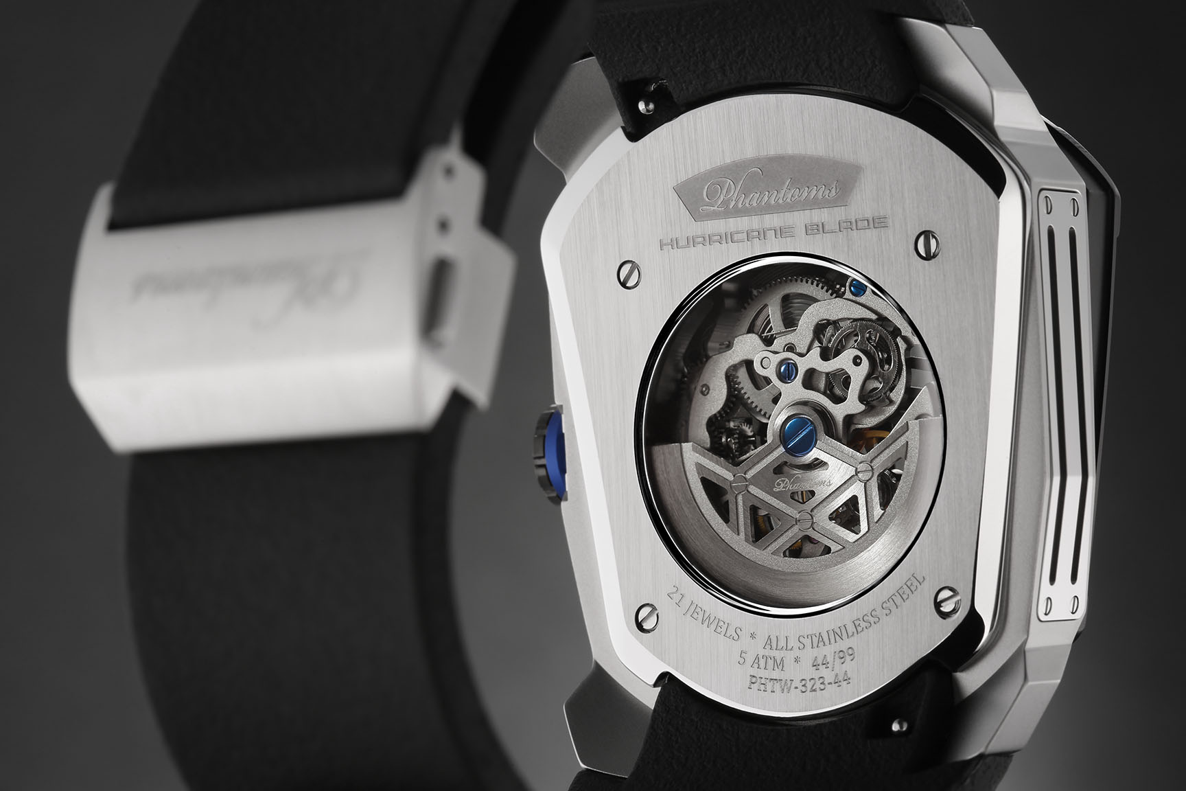 Hurricane Blade mechanical watch white automatic watch phantoms tourbillon White dial sports Watch Rubber Strap 