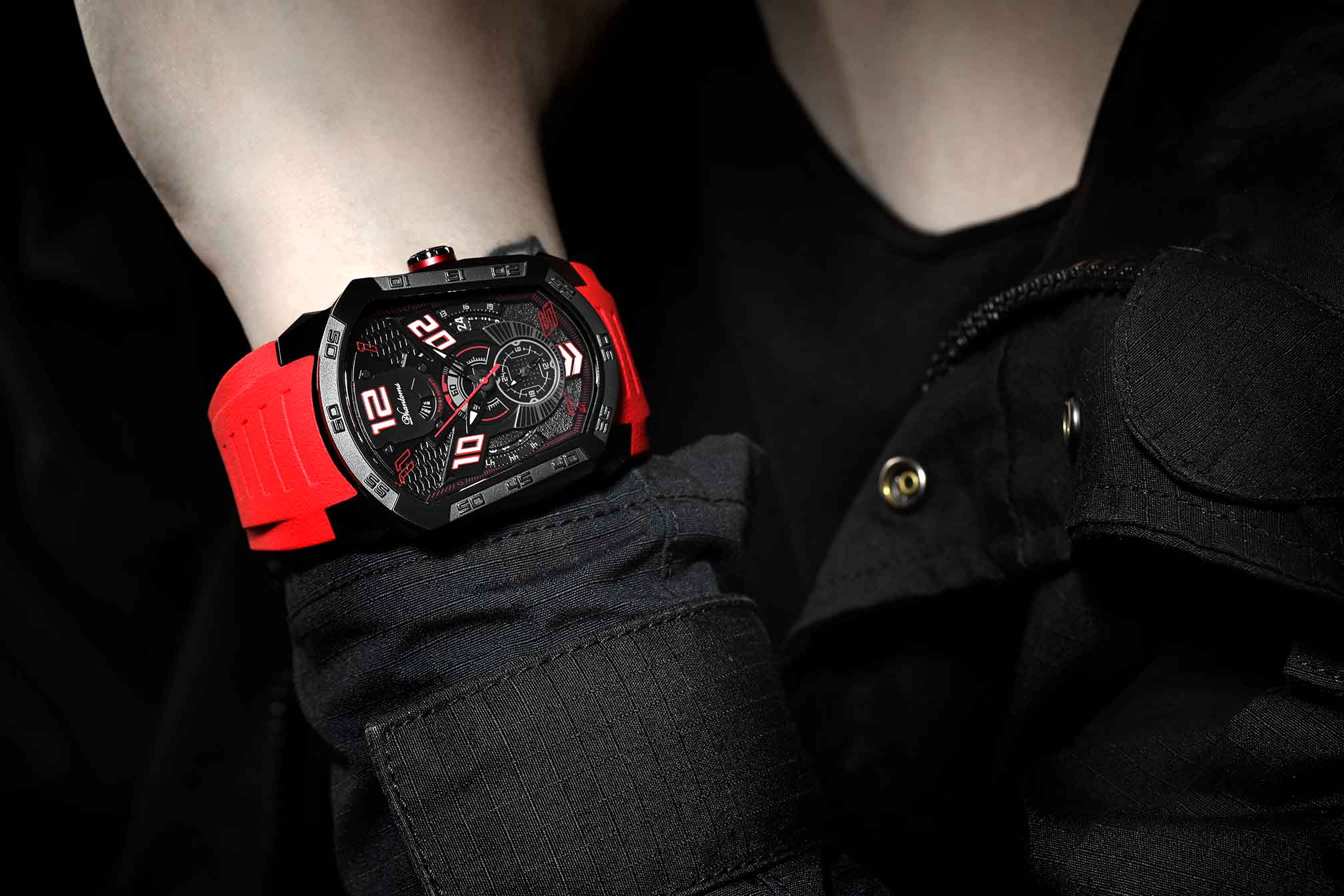 Flaming Laser Series Japanese Miyota Automatic Watch, Phantoms Watch Tourbillon, Sporty Mechanical Watch For Men